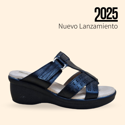 Mayoreo De 6 Pares De Sandalia Loreta Negro Estilo 7066