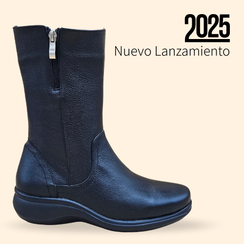 Mayoreo De 6 Pares De Botín Flex De Piel Natural De Color Negro Estilo-5536