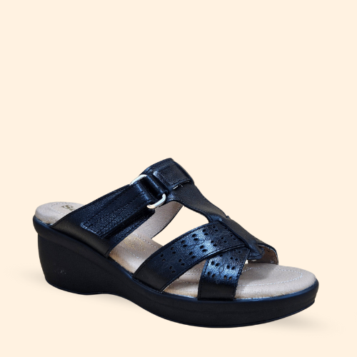 Mayoreo De 6 Pares De Sandalia Loreta Negro Estilo 7066