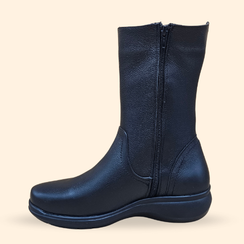 Mayoreo De 6 Pares De Botín Flex De Piel Natural De Color Negro Estilo-5536