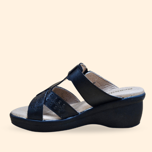 Mayoreo De 6 Pares De Sandalia Loreta Negro Estilo 7066
