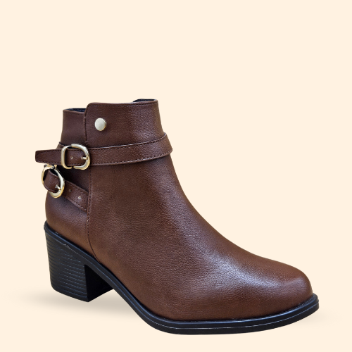 Mayoreo De 6 Pares De Botín Irma en Oasys Color Whisky Estilo - 2634