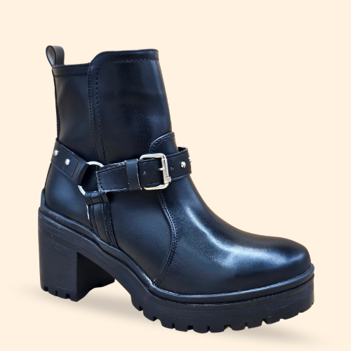 Mayoreo De 6 Pares De Botín Greta en Color Atanado Negro Estilo - 5240