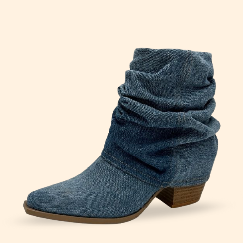 Mayoreo De 6 Pares De Botín Vaqui en Mezclilla Color Azul Estilo - 4043