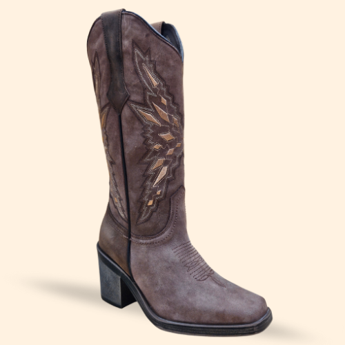 Mayoreo De 6 Pares De Bota Vaquera Rahvan De Piel Color Chocolate Estilo - 5193