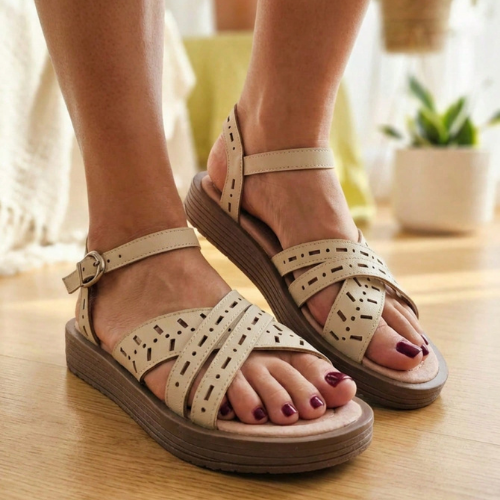 Sandalias De Tiras Modelo-2919 De Piel Vegana