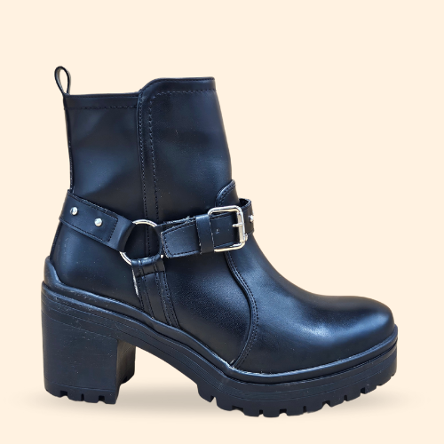 Mayoreo De 6 Pares De Botín Greta en Color Atanado Negro Estilo - 5240
