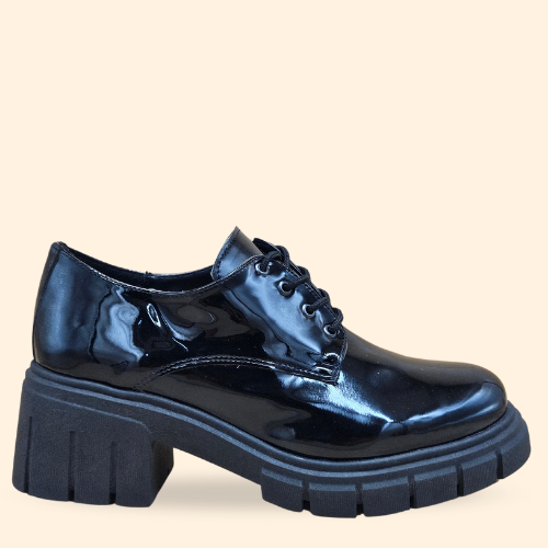 Mayoreo De 6 Pares De Zapato Casual Rebeca en Charol Negro Estilo - 2864