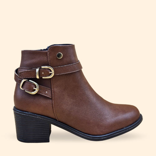 Mayoreo De 6 Pares De Botín Irma en Oasys Color Whisky Estilo - 2634