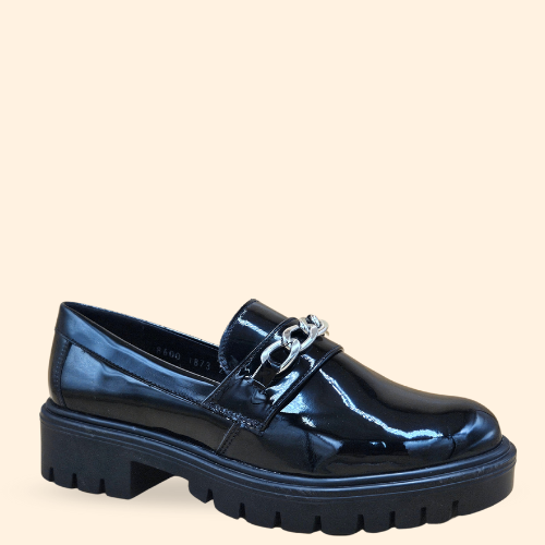 Mayoreo De 6 Pares De Zapato Casual Tosca en Charol Negro Estilo - 1873