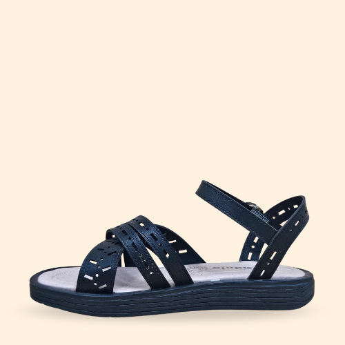 Mayoreo De 6 Pares De Sandalia Kool Argelia Negro Estilo-2919