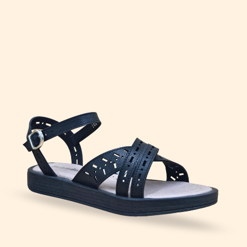 Mayoreo De 6 Pares De Sandalia Kool Argelia Negro Estilo-2919