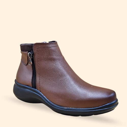Mayoreo De 6 pares de Botín Flex De Piel Natural De Color Tan Estilo-5544
