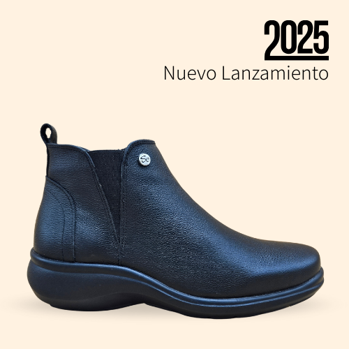 Mayoreo De 6 pares de Botín Flex De Piel Natural De Color Negro Estilo-5533
