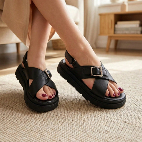 Sandalias De Tiras Modelo-7032 De Piel Vegana