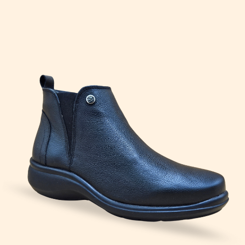 Mayoreo De 6 pares de Botín Flex De Piel Natural De Color Negro Estilo-5533