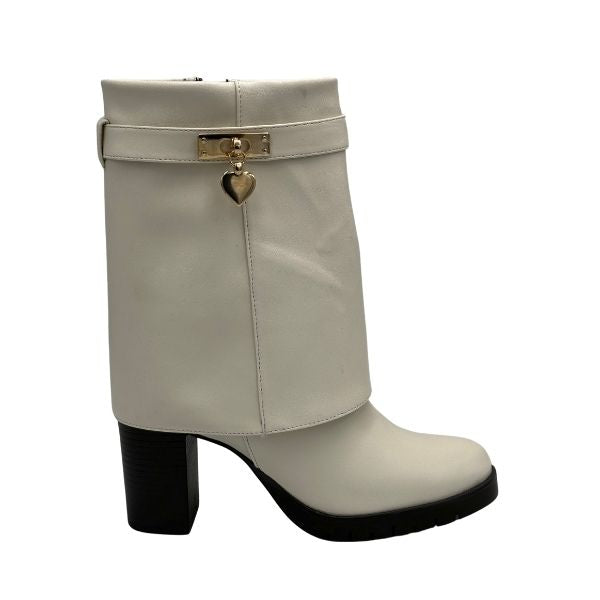 Bota para Mujer de Tacón Medio Estilo-2031 Color Blanco