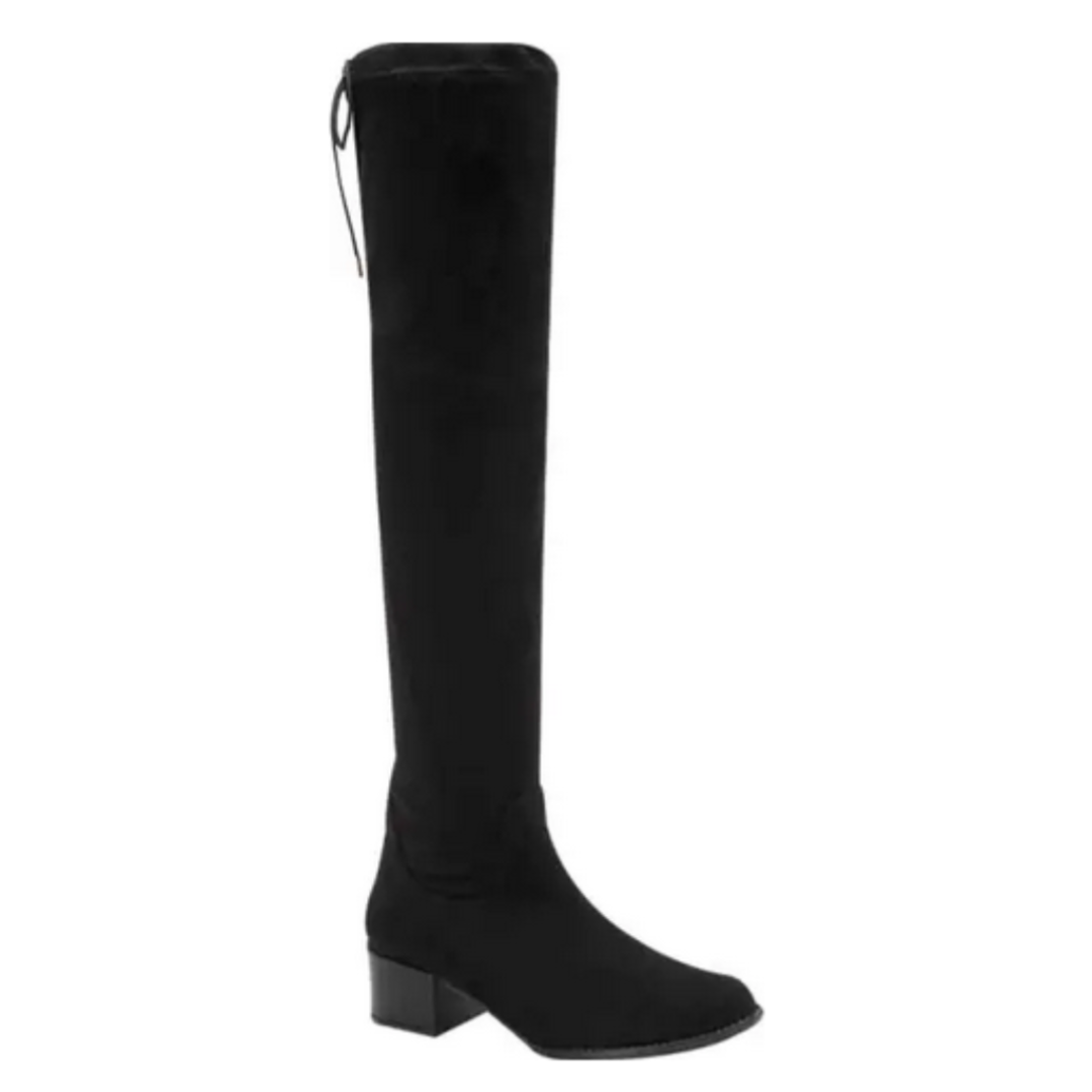 Bota Larga para Mujer de Tacón Bajo Estilo-963 Color Negro