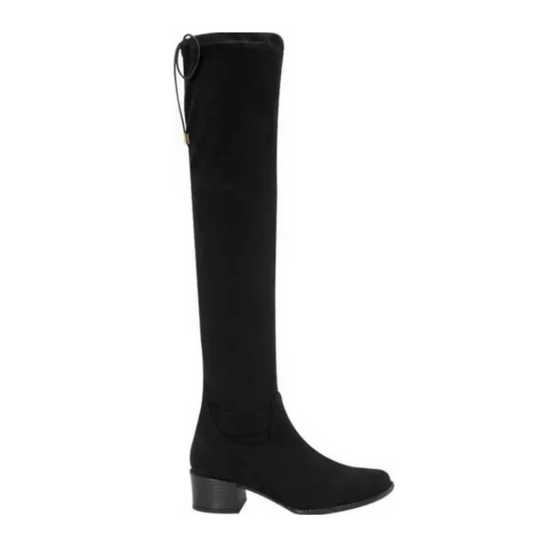 Bota Larga para Mujer de Tacón Bajo Estilo-963 Color Negro