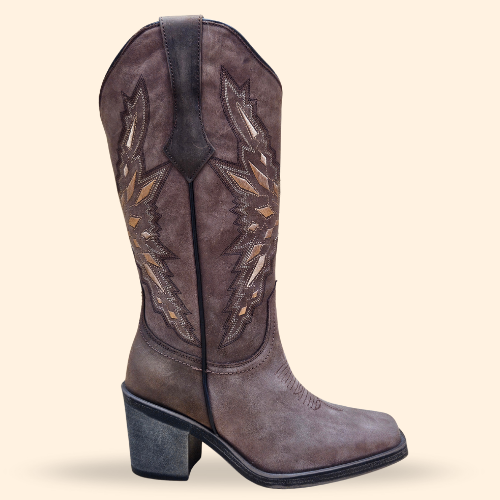 Mayoreo De 6 Pares De Bota Vaquera Rahvan De Piel Color Chocolate Estilo - 5193