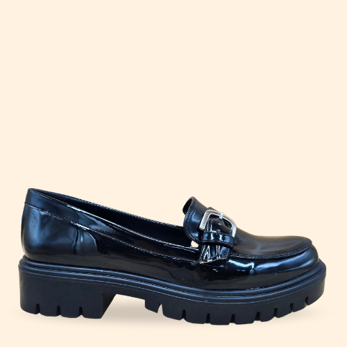 Mayoreo De 6 Pares De Zapato Casual Tosca en Charol Negro Estilo - 1877