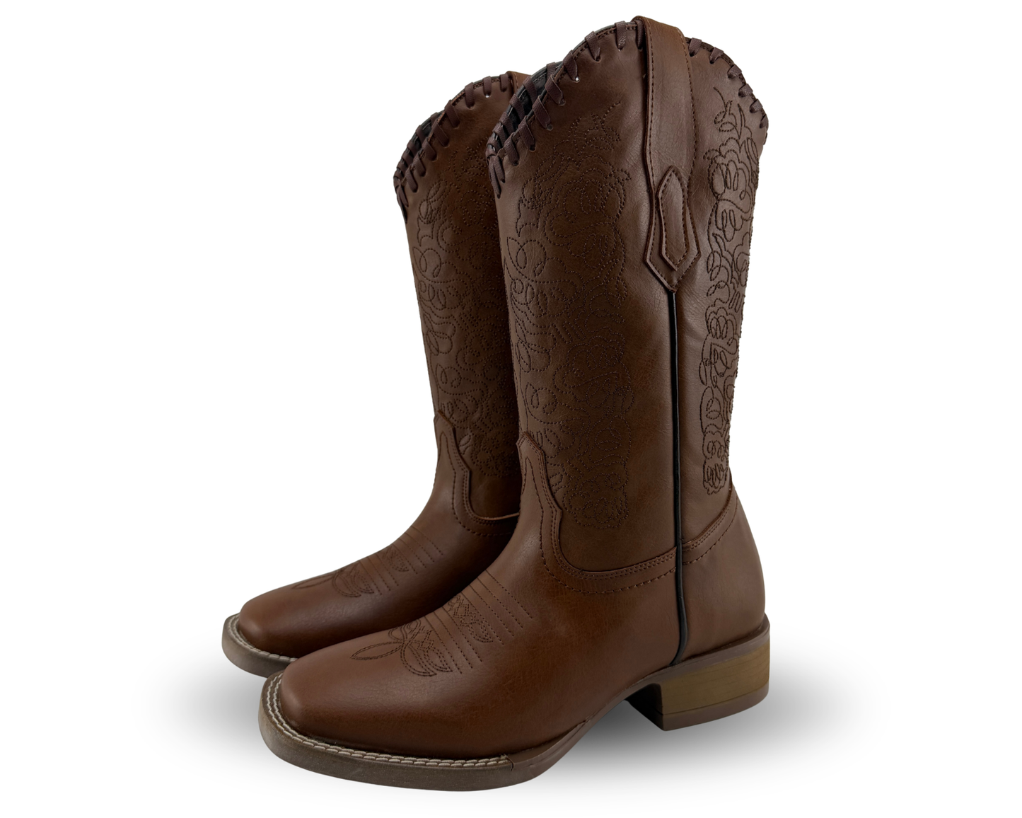 Botas Vaqueras Con Bordado Rahvan Café