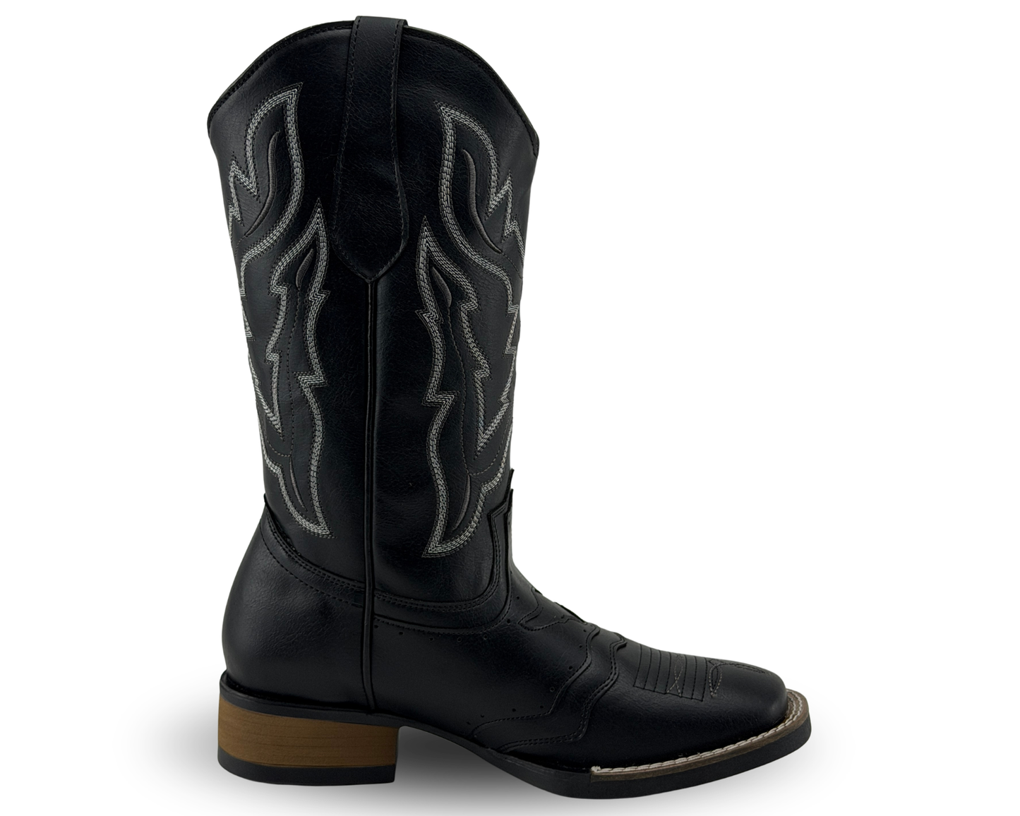 Botas Vaqueras Con Bordado Rahvan Negro