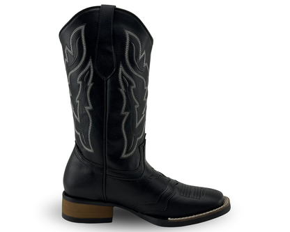 Botas Vaqueras Con Bordado Rahvan Negro