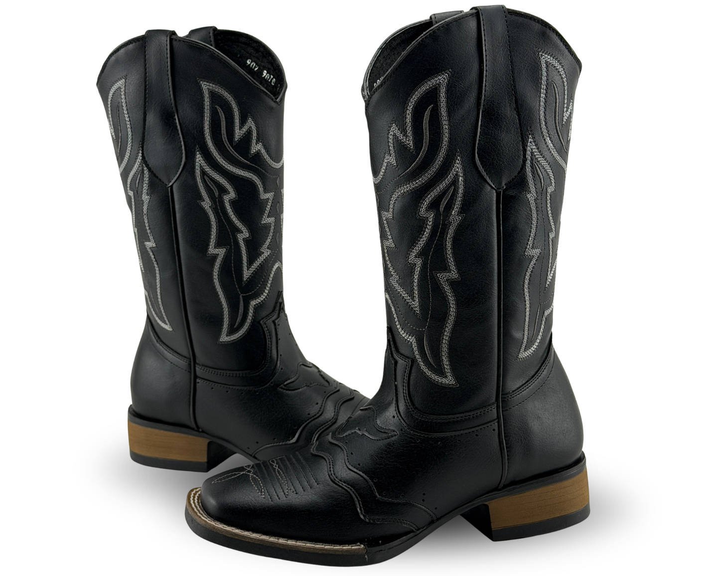 Botas Vaqueras Con Bordado Rahvan Negro