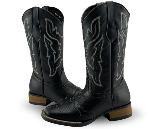 Botas Vaqueras Con Bordado Rahvan Negro