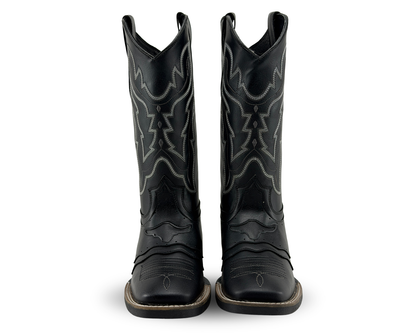 Botas Vaqueras Con Bordado Rahvan Negro