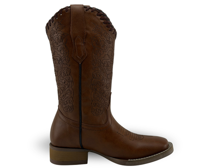 Botas Vaqueras Con Bordado Rahvan Café