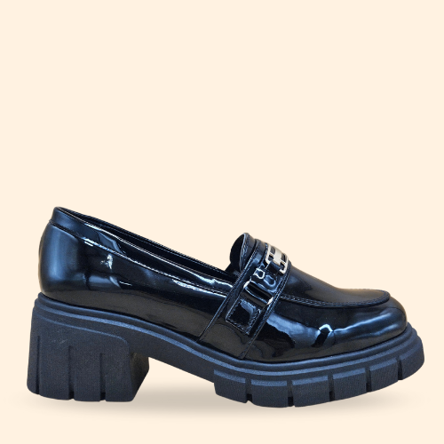 Mayoreo De 6 Pares De Zapato Casual Rebeca en Charol Negro Estilo - 2865