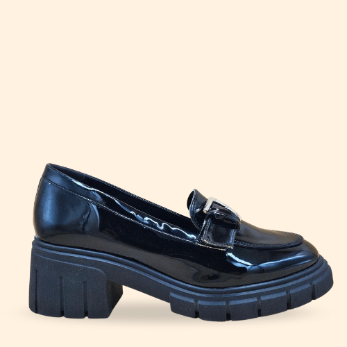 Mayoreo De 6 Pares De Zapato Casual Rebeca en Charol Negro Estilo - 2861