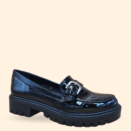 Mayoreo De 6 Pares De Zapato Casual Tosca en Charol Negro Estilo - 1877