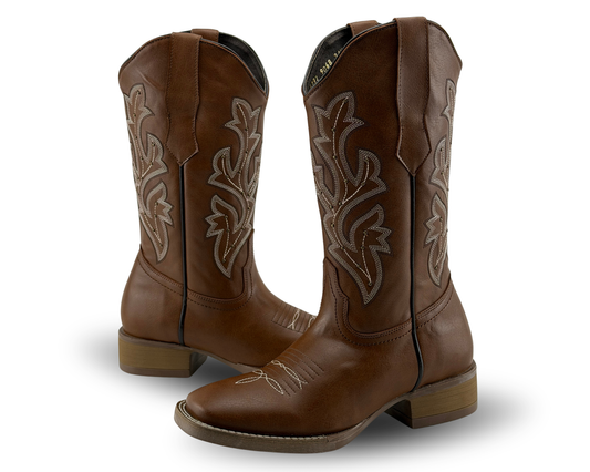 Botas Vaqueras Con Bordado Rahvan Cogñac