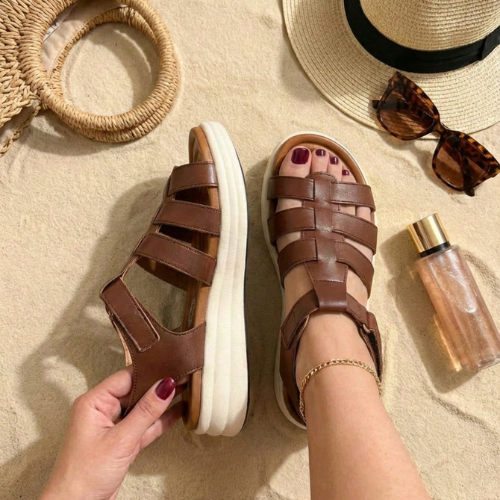 Sandalias De Tiras Modelo-6034 De Piel Vegana