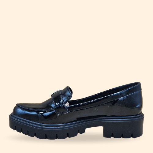 Mayoreo De 6 Pares De Zapato Casual Tosca en Charol Negro Estilo - 1877