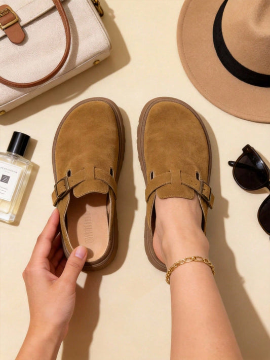 Zapatos Estilo Zuecos Modelo-7030 De Gamuza