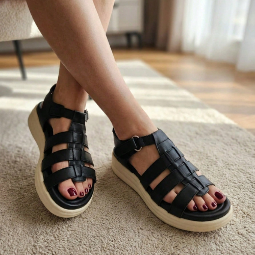 Sandalias De Tiras Modelo-6034 De Piel Vegana