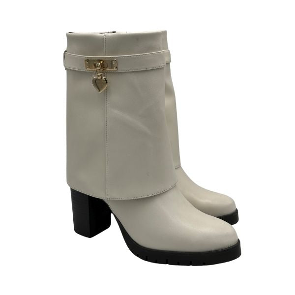 Bota para Mujer de Tacón Medio Estilo-2031 Color Blanco